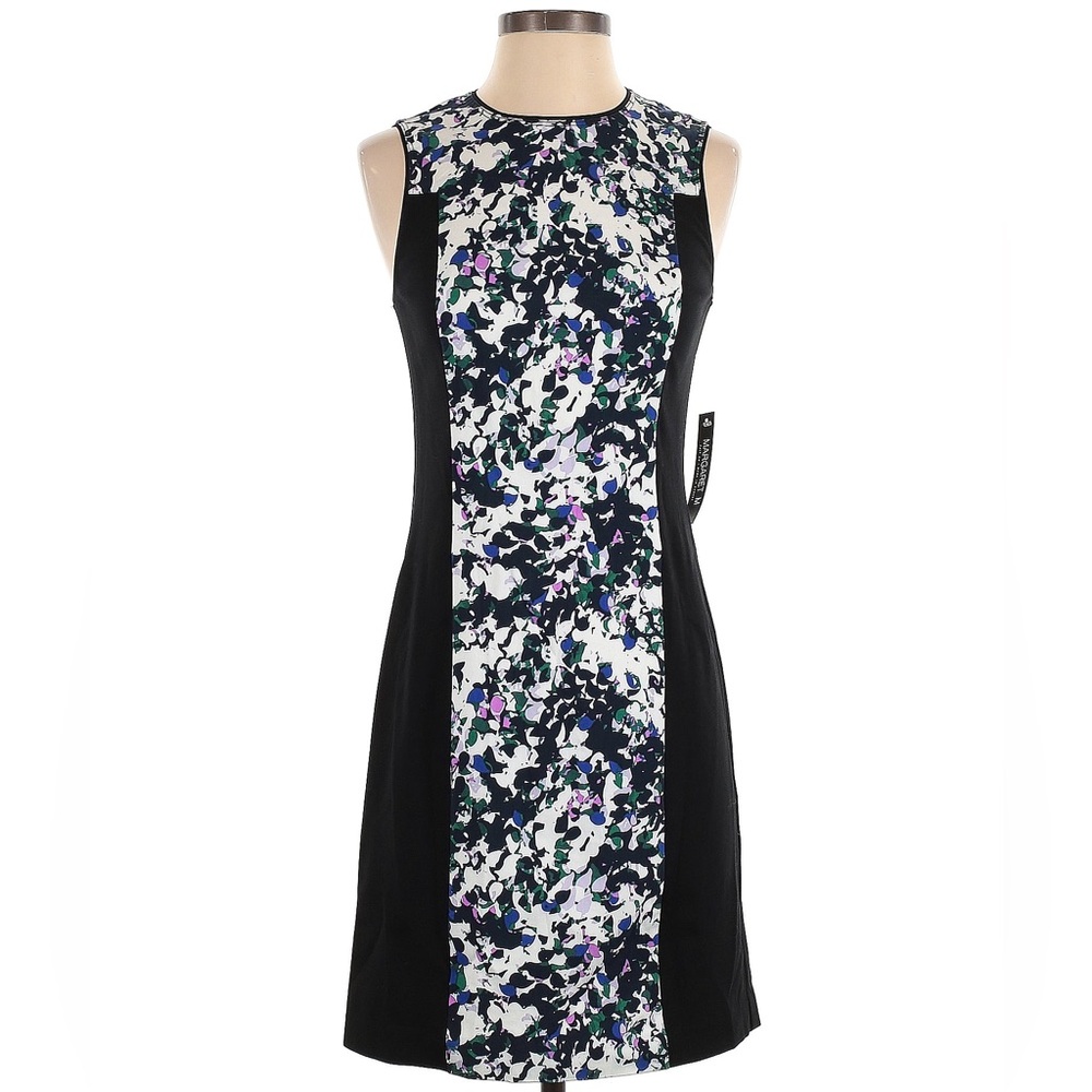 Stitch Fix Margaret M Shift Dress | Size Medium | Black with Floral Panel